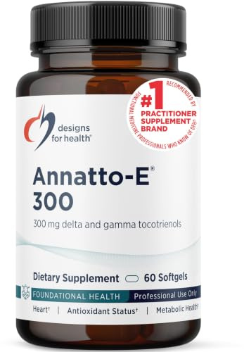 Designs for Health Annatto-E 300, 60 Softgels | 300mg Delta & Gamma-Tocotrienols, Vitamin E from Annatto, Antioxidant Support, Non-GMO
