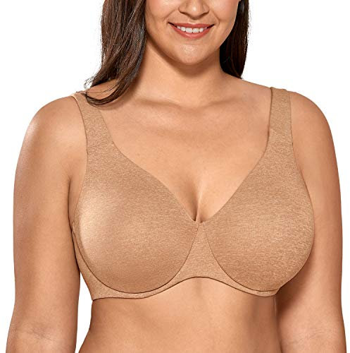 Delimira Women's Minimiser Bra Plus Size Non Padded Underwired Seamless Comfort Bras Chanterelle 38E