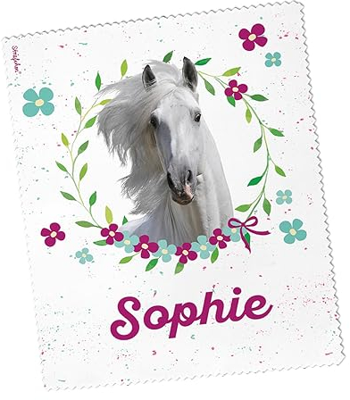 Striefchen® Brillenputztuch für Kinder mit Wunschnamen - schöne kindliche Motive Pferd