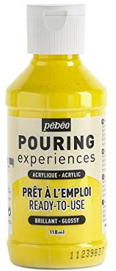 Pébéo Pouring Expériences-Peinture Acrylique Pré-mélangée Prête à l'emploi-Idéal pour Fluid Art, Jaune, 118 ml