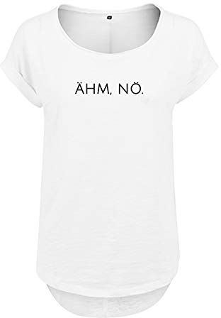 OwnDesigner Ähm nö Cooles Frauen Tshirt mit Druck Short Sleeve Top Sommer Freizeit Kurzarm S Weis (B36-464-S-Weiß)