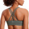 CRZ YOGA Damen Ohne Bügel Sport BH Gekreuzt Rücken Spaghetti Top Abnehmbare Pads Yoga Croptop Grauer Salbei L