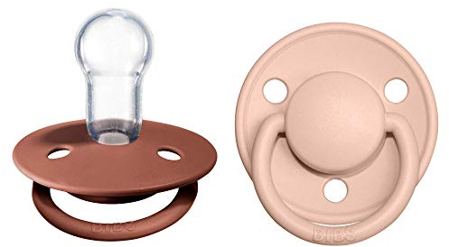 BIBS De Lux Schnuller 2er-Pack, BPA-frei, Kirschform Nippel. Silikon, Hergestellt in Dänemark. 0-36 Monate (2er Pack), Woodchuck/Blush