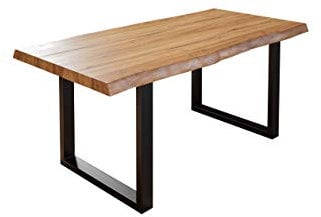 SAM Esszimmertisch 280x100 cm Utrecht, Baumkantentisch naturfarben, Akazienholz massiv, U-Gestell aus Metall schwarz