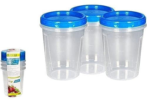 ORYX Juego Recipientes Plastico Redondos 1 Litro (Pack 3 piezas)
