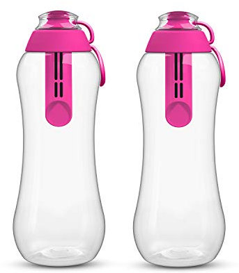 PearlCo - Zwei Trinkflaschen SOFT mit Filter 0,7 Liter (pink) | Wasserflasche BPA-Frei | Schule, Sport, Wasser, Unterwegs