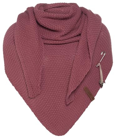 KNIT FACTORY - Dreiecksschal Coco - Damen Strickschal mit Wolle - Umschlagtuch für den Herbst und Winter - Winterschal - Dreieckstuch - Hochwertige Qualität - XXL Schal - 190 x 85 cm - Stone Red