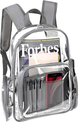 ProCase Klarer Rucksack Plastik Schulrucksack Schultasche,Transparent Wasserdicht Durchsichtig Strapazierfähige PVC-Buch-Tasche Clear Backpack für Schule Theater und Beruf