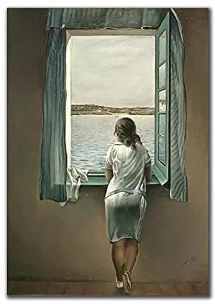 La mujer en la ventana lienzo pintura Salvador Dali cartel e impresión arte de pared imágenes para sala de estar decoración de pared 40x60cm sin marco