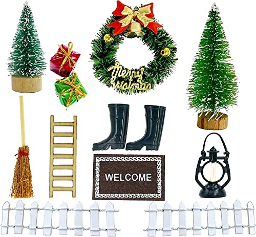 LANMANUO Wichtel Zubehör Weihnachten 13PCS Wichtel Set Weihnachtswichtel Komplettset Tür Miniatur Wichtel Tür Weihnachtsdeko für Weihnachten Adventsgeschenk