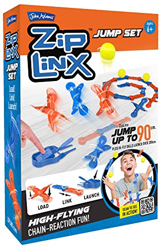 John Adams | ZipLinx - Jump Set: high-flying chain-reaction fun! | Jumping Domino Action | Domino and Tile Games | Ages 6+