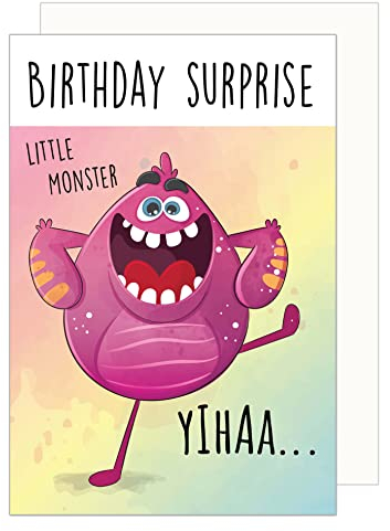 Edition Seidel Premium Geburtstagskarte für Kinder mit Umschlag. Kindergeburtstag Glückwunschkarte Monster Grusskarte Happy Birthday Mädchen Junge (G3385 SW023)