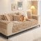 Kaninchen Plüsch Sofabezug L Form 1/2/3/4 Sitzer Sofa Überzug Ecksofa U Form, Neue Universelle rutschfeste Sofaschoner, Superweiche SofaÜberwurf aus Kunstpelz für Wohnzimmer(Khaki, 70 * 210 cm)