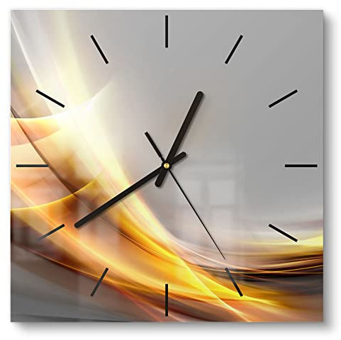 DEQORI Glasuhr | 30x30 cm | Motiv Glänzende Lichtreflexe | ausgefallene leise Design Uhr aus Glas | Wanduhr für Wohnzimmer & Küche | Moderne Hingucker Uhr für die Wand
