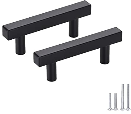 Meisax 10 Stück Möbelgriff 64 mm Griffe für Küchenschränke, Schrankgriffe aus Edelstahl Schubladengriffe in Schwarz, Küchengriffe mit Schrauben, Bohrlochabstand: 64 mm