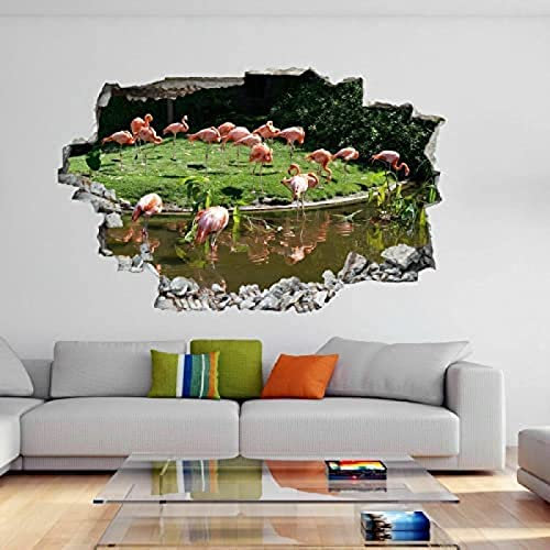 Wandaufkleber Flamingo Bird Water Pond Pink Red Feather Animal 3D Wall Sticker Mural Decal Da5Möbel & Wohnen, Dekoration, Wandtattoos & Wandbilder 65x97cm