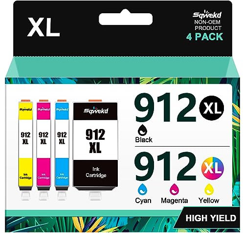 912 912xl kompatibel für HP 912 xl für HP OfficeJet 8010 8012 8013 8014 8015 8017 8018 für OfficeJet Pro 8022 8023 8024 8025 8030(Schwarz, Cyan, Magenta Gelb, 4-Pack)