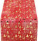 WELTRXE Tischläufer, 28cm × 15m rot Dekostoff aus Polyesterfabern mit vergoldeten Abziehbildern von Weihnachtsbaum und Rentier