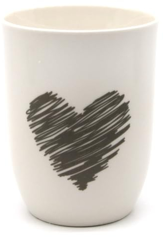 Mea-Living Tasse mit Henkel HERZ gestrichelt, 500ml, Becher mit Spruch, Geschenkidee für Freundin, Motivtasse