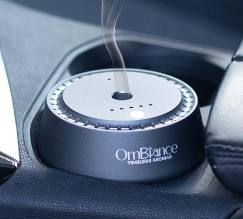 Ombiance Accessori Auto, Deodorante Auto con Diffusore di Oli Essenziali, Deumidificatore Portatile, Auto On/Off, Silenzioso, Alimentatore a USB, Automatico e Personalizzabile (Grigio scuro)