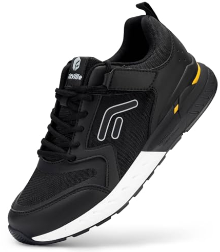 FitVille Laufschuhe Herren Extra Weite Sneaker mit Klettverschluss Atmungsaktive Walkingschuhe Bequeme Sportschuhe für Breite Füße Fitness Jogging Schuhe Breit,Schwarz,44.5 EU,X-Weit