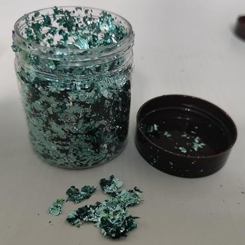 Goldflocken, Goldfolienflocken für Epoxidharz, blau, rot, lila, rosa, metallisch zum Basteln von Resin-Schmuck, Nägeln, Malerei, Basteln und Slime (Smaragdgrün)