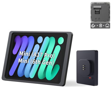 EMONITA Magnetische Wandhalterung mit Ladehülle A6 für iPad Mini (A17 Pro, A15 Bionic) 8,3 Zoll PoE und DC bis zu 18W Schnellladung, Starke Magnete, 360 Rotation