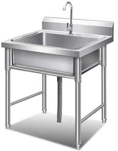 Freistehende edelstahl spültisch gastro edelstahl eckig spülbecken outdoor garten campimg spüle gewerbliche spüle mit einem einzigen Kaltwasserhahn Geeignet für Küchen,Bars,Restaurants und andere Orte