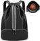 WuGU Turnbeutel mit Kordelzug, Wasserdicht Sportbeutel Fußballtasche, Verstellbar Sportrucksack mit Schuhfach, Große Kapazität Sport Rucksäcke für Damen/Herren/Jungen/Kinder (Schwarz)