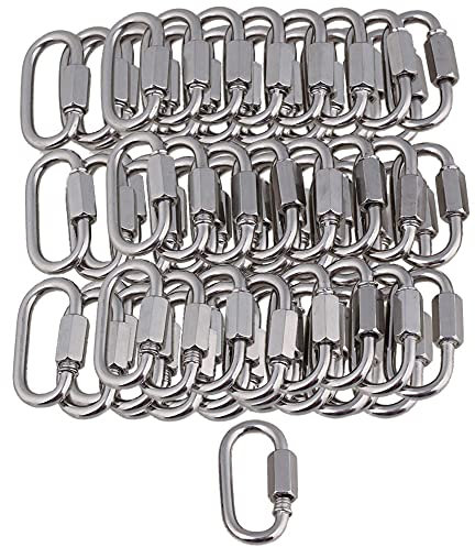 RDEXP Mousqueton à chaîne à maillons M3.5 multifonctionnel en acier inoxydable 304, lot de 50, argent