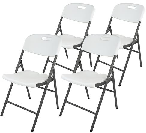 Ondis24 4X Klappstuhl für Camping, Party, Hochzeit, Bankett & Schulungen, HDPE Sitzfläche UV- und witterungsbeständig, Stahlgestell (4, weiß, 50 x 47 x 84)