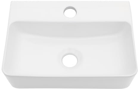 Couoko Fregadero de baño rectangular de 14 x 10 pulgadas, de porcelana blanca, cerámica, lavabo pequeño, lavabo moderno, lavabo clásico, 14 x 10 x 4 pulgadas