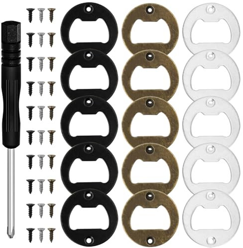 Dokeno Flaschenöffner, 15 Stück Bieröffner Metalleinsatz Teile Kit mit Schrauben und Schraubendreher Bierflaschenöffner Einsätze Hardware für Küche Bar Restaurant Flaschenöffner Harzformen DIY Basteln