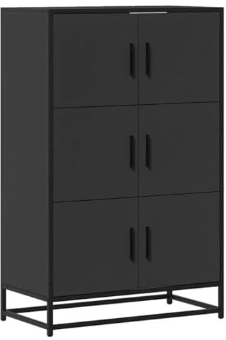 vidaXL Highboard Schwarz 68x35x106,5 cm Holzwerkstoff und Metall, Beistellschrank, schlanker Lagerschrank, hoher Schrank, Hochschrank