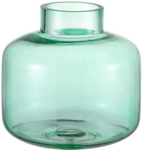 KAYLETIN Vase court en verre vert pour fleurs, vases à fleurs courts pour tulipes, vases ronds en verre pour anniversaire, mariage, pendaison de crémaillère, anniversaire de mariage, fiançailles, 15