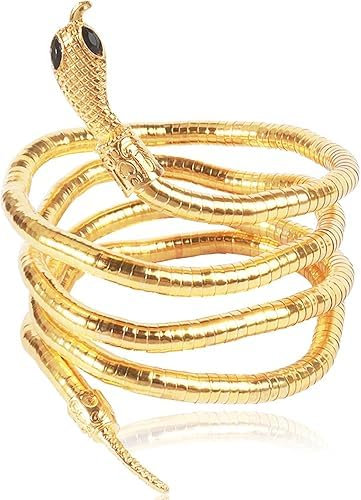 CHAOTEMAI Kette Damen Schlangenkette Schlangen Armreif Kette Damen Kopfschmuck Schlangenarmband Schmuck Armreif Oberarm Herren Halskette，für Damen Herren Medusa Natur Boho Schmuck（Golden）