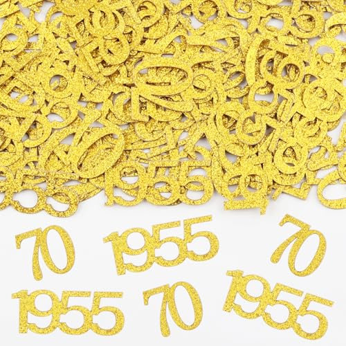 Konfetti 70 Geburtstag Deko,100 Stk Tischdeko Geburtstag Mädchen Junge 1955, 70th Geburtstagdeko,Glitzer Gold Streudeko zum Geburtstagsdeko Tisch