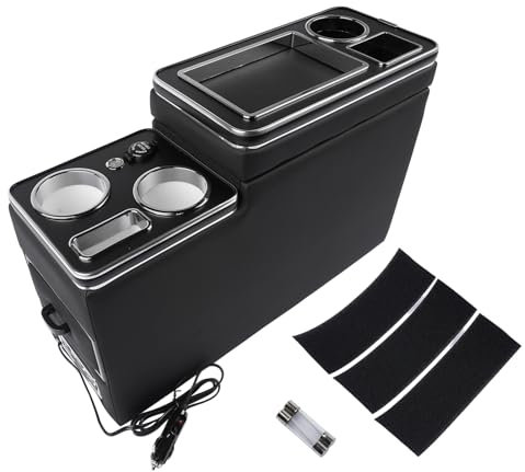 Flynsu Console Centrale avec étagères, Compartiment de Rangement, avec Porte-gobelet, lumières LED, Port USB, Allume-Cigare Compatible avec T4 T5 T6 T7