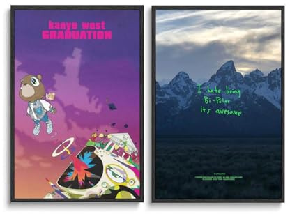 Eiebate 2 Stück Poster Cover Album Kanye West Ye und Graduation Poster Wandkunst Leinwand Poster Zimmer Dekorative Poster Ästhetische Poster Druck Decor Poster 24 x 36 Zoll (60 x 90 cm) Style-1