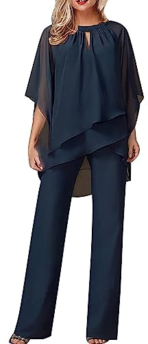 Generico Tuta Donna Elegante Cerimonia 2 Pezzi Completi di Pantaloni a Gamba Larga Moda Vestito Casual Completi Comode Tinta Unita Set Completo Curvy Playsuit Chic per Matrimoni e Feste