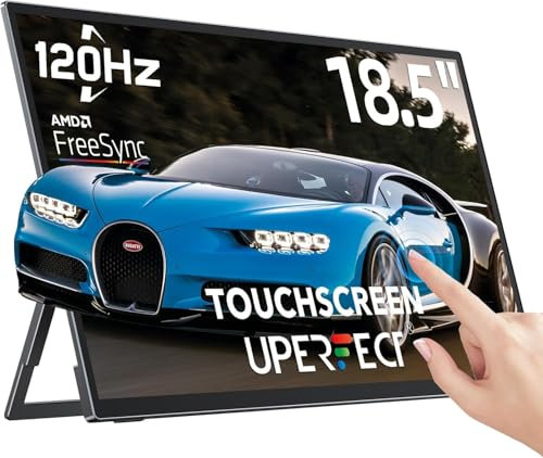 UPERFECT Portable Monitor 18.5 120HZ Touchscreen 100% sRGB w/VESA & Stand 180° Adjustable Ultra-Slim & Lightweight Frameless FHD FreeSync IPS HDR Gaming Display, Travel Second Monitor for Laptop