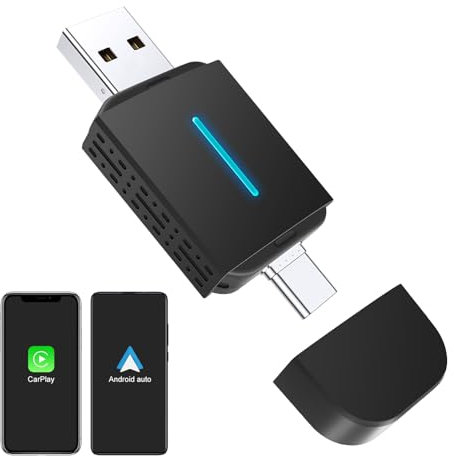 Joceixx Wireless CarPlay Android Auto 2in1 Adapter, Plug and Play, für Autos mit kabelgebundenem CarPaly und Android Auto, unterstützt iOS 10+ & Android 11+ (Bidirektional-384)