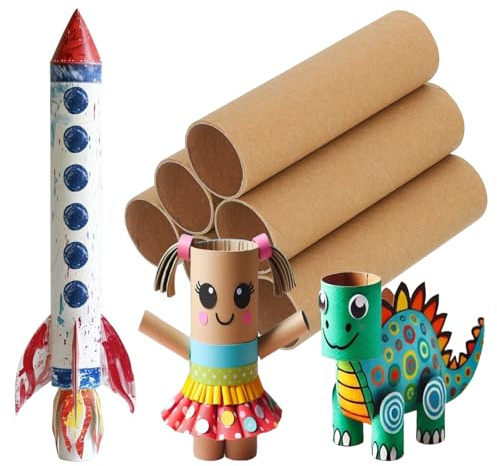 PATIKIL 6 Pcs Cardboard Tubes 1.6 x 5.9 Inch Toilet Paper Rollers Bulk for Crafts Empty Round Towel Tissue for Creative Design Crafting Supplies, Brown