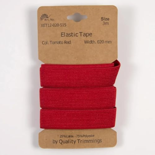 Gummiband | 3m-Karten | 10mm oder 20mm breit (20 mm - rot)
