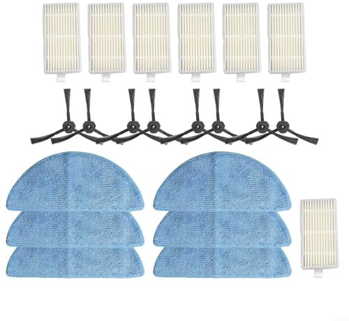 Kit essenziale per aspirapolvere robot ZACO V5s Pro e V3, include 6 filtri, 8 spazzole e 6 mocio