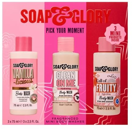 Soap And Glory Body Wash Trio, (Box of 3 x 75ml) Pick Your Moment Mini Trio Gift Set, Birthday Present Stocking Filler
