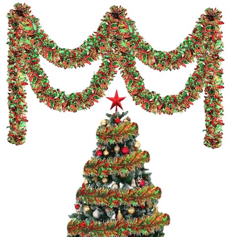 Lametta-Girlande, 2 m glitzernde Dekoration – Halloween-Lametta-Girlande, für Geburtstag, Halloween, Herbst, Erntedankfest, Foto-Partys, Ostern