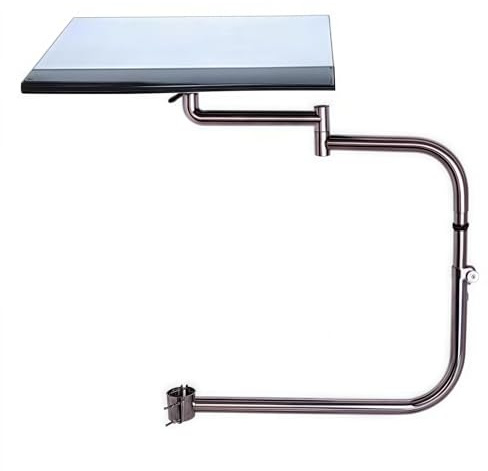 SAYEYBU Support Plateau Clavier Multifonctionnel à Fixation Mobile pour Bord Bureau, CôTé Table Pied Chaise, Support Tablette pour Ordinateur Portable, Cadre RéGlable Acier Inoxydable,Silver 45cm,A