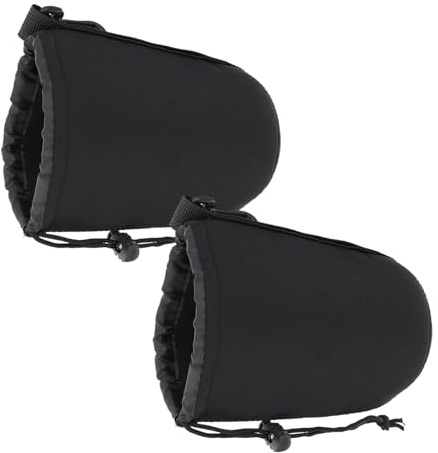 IWOWHERO Kameraobjektivtasche 2 Stück-Pack aus Neopren, Schwarz, Flexibel | Objektiv Beutel, Stoßdämpfend und Elastisch, Bietet Schutz vor Spritzwasser
