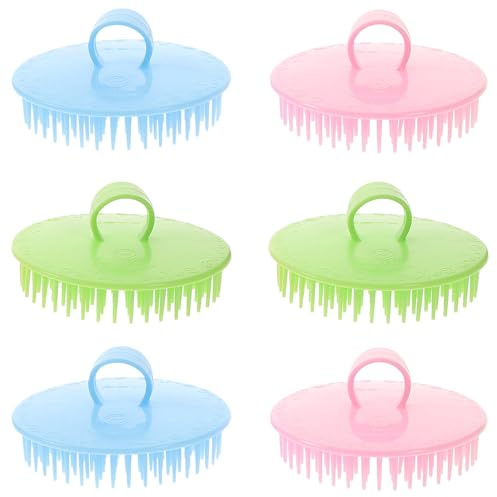 PP Kopfhautmassagebürste zum Reinigen und Massieren 6 Stück | Leicht zu Halten, Akupressurpunkte Anregen, Schuppen Mindern, für Haarpflege unter Dusche, Kompakt